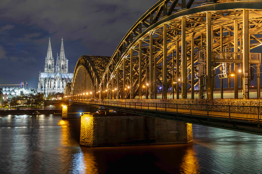 It will take 15 years to replace and connect all of Cologne’s 85,000 outdoor light points, but these lights on the city’s Hohenzollern Bridge over the Rhine (above), as well as those in the public area featuring the equestrian statue of Kaiser Wilhelm II (below) are among the new installations completed so far in the 2,000+-year-old city, which is today’s Germany fourth largest by population. (Photo credit: Images courtesy of Signify.)